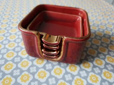 Buy Arnold Wiggs Fabrikker Red Gold Ashtray Caddy Set AWF Halden Norway MCM Mid... • 7.99£