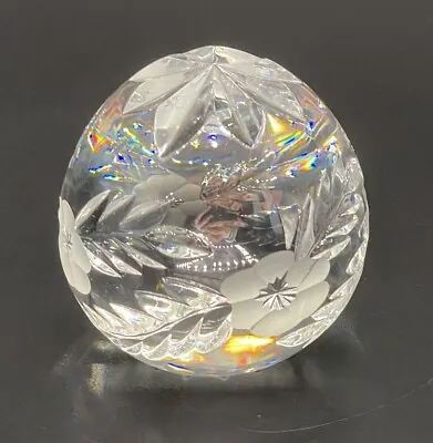 Buy Vintage Cut & Etched Glass Paperweight • 10£