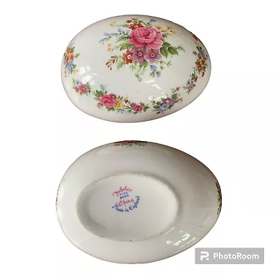 Buy Vintage JUBILEE English Fine Bone China Egg Floral Trinket Dish Box #HD101 • 4£