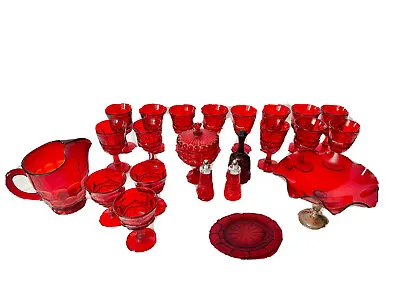 Buy Vintage 24 Piece Ruby Red Glassware Set • 289.54£