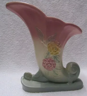 Buy Hull Art Pottery Cornucopia Woodland Matte Yellow-pink Rose Vase Planter Vasess • 33.70£