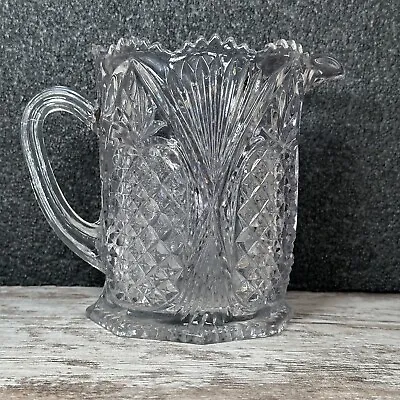 Buy Vintage Pressed Glass Pitcher Pineapple Pattern Sawtooth • 9.40£