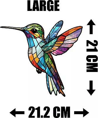 Buy Decorative Hummingbird Stained Glass Effect Static Cling Window Sticker Gift • 9.99£