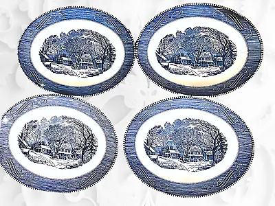 Buy Vintage Currier & Ives Royal China Blue White Dinnerware - 11 Piece Set • 151.74£