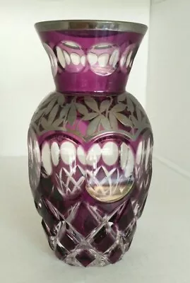 Buy Antique Bohemian Amethyst Cut Glass Vase Silver Overlay Early 1900's 11cm A/F • 24£
