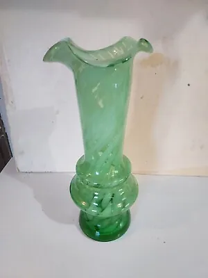 Buy Monart Green Swirled Art Glass 13 3/4  Tall Vase • 38.36£