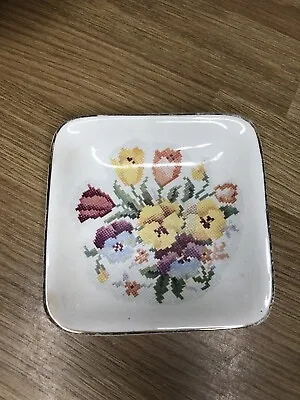 Buy Vintage Sandland Ware Porcelain Pin Dish Small Tray Tapestry Floral Pattern • 1.99£