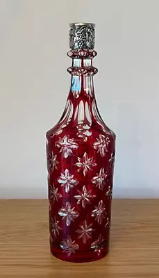 Buy Vintage Bohemian Red Cut Glass Decanter • 25£