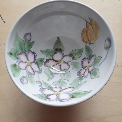 Buy Buchan Scottish Pottery Stoneware 5 Inch Bowl - White Flower + Yellow Butterfly • 14.99£