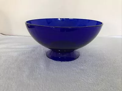 Buy Cobalt Blue Glass Large Fruit / Salad Bowl On Pedestal Heavy Thick Glass • 19.99£