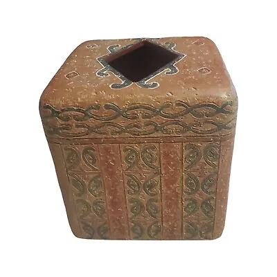 Buy Bed Bath Beyond Tissue Box Cover Case Antiquity Resin Turkish Moroccan Pottery  • 33.03£