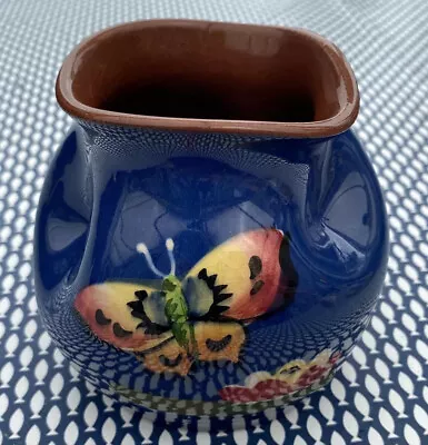 Buy Antique 4”  Royal Torquay Pottery - Butterfly Design Vase In Royal Blue. • 9.99£