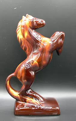 Buy Blue Mountain Pottery Rearing Horse 23.5cm H Red/Orange Brown Drip Glaze • 19.50£