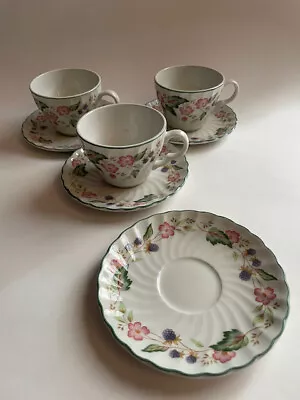 Buy 3 BHS Victorian Rose Cups And Saucers And 1 Spare Saucer • 9£