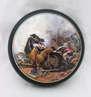 Buy Antique Pratt Ware Pot Lid, War, Black Ebonized Wooden Frame Soldier & Horse • 9.99£