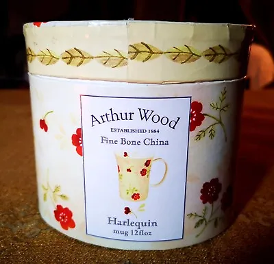 Buy Arthur Wood Mug Fine Bone China Harlequin Red & White With Original Box 12 Fl Oz • 8.99£