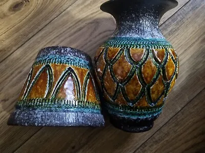 Buy Vintage 2 Nuovo Rinascimento Ceramic Vase 70s Italian Display Décor Collectible • 37£