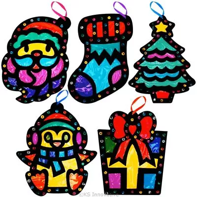 Buy Christmas Stained Glass Hanging Decorations Craft Kit Makes 5 • 2.89£