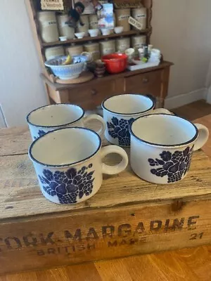 Buy Vintage Midwinter Stonehenge – Country Blue Fruit – Set 4 Mugs / Cups – Great! – • 9.99£