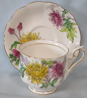 Buy Royal Albert Flower Of The Month Hampton Shaped Cup & Saucer #11 Chrysanthemum • 23.74£