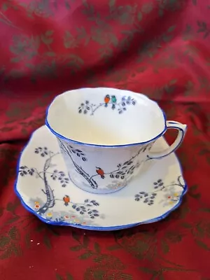 Buy Foley China Cup & Saucer : Tree And Birds : Pattern 445 : Art Deco : 1930s • 4.99£