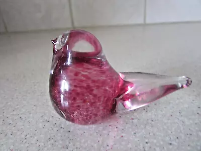Buy Hoglund Art Glass New Zealand Miniature Pink Bird Paperweight Etched Base • 3.50£