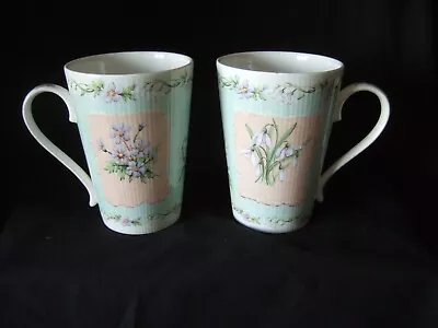 Buy Pair Of Hudson Middleton Bone China Floral Mugs Snowdrops & Violets • 6.99£