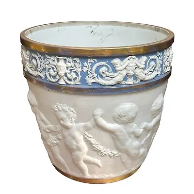 Buy Large Sevres Gilt Bisque Porcelain Jardiniere Planter In Louis XVI Style • 3,203.18£