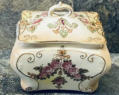 Buy Antique Crown Devon Fielding's Trinket Box   Etna  Design C1911 10x8x8cm • 14.99£