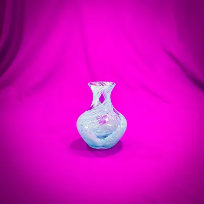 Buy Caithness Scotland Blue Swirl Studio Art Glass Bud Vase 10cm Tall • 6£