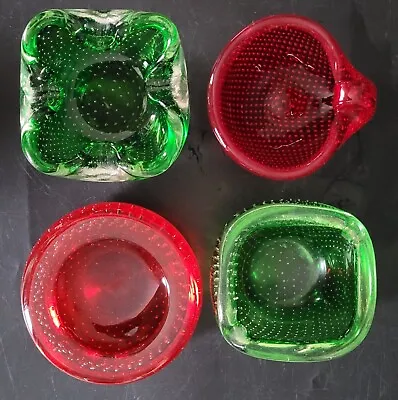 Buy Four MCM Controlled Bubble Ashtrays / Bowls (3 Whitefriars) Red Green • 24£