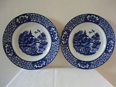 Buy Olde Alton Ware Staffordshire 9  ( 23 Cms ) Willow Blue & Whiteplates X2 Vgc  • 7£