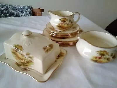 Buy Vintage Alfred Meakin  The Hayride . 5 Plates, 4 Saucers, 2 Jugs, 1 Butter Dish. • 7£