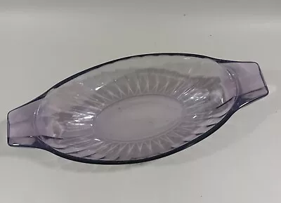 Buy Vintage Purple Glowy Vaseline Glassware Handled Oblong Side Dish Beveled • 10.34£