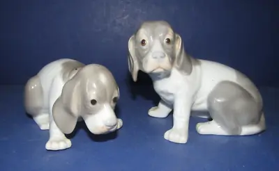 Buy 2 Chiens Porcelain Lladro Spain Spanish Porcelain Sad Puppy Beagle • 14.38£
