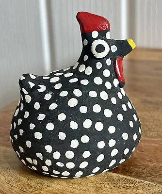 Buy Vintage Hand Made Rustic Clay Pottery Chicken Hen Figure Black/White Natal RN 3” • 8.95£