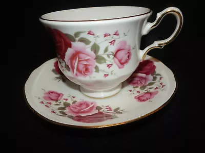 Buy Queen Anne Cup And Saucer Set Fine Bone China England B676  Pink & Red Roses  • 7.66£