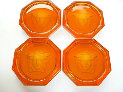 Buy Rosenthal Versace Amber Coloured Glass Crystal Coasters 4 NEW & Boxed Tableware • 129£