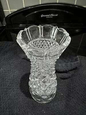 Buy Vintage, Perfect Quality, Diamond Cut Crystal Glass Vase - Etched With Diamonds • 9.99£