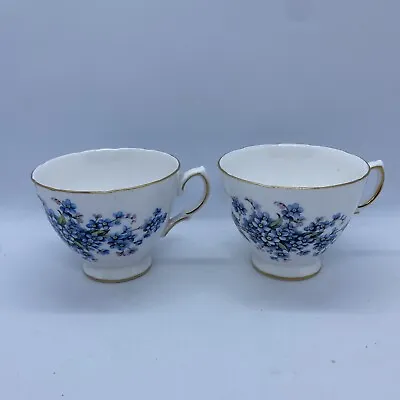 Buy 2 Vintage Royal Vale Tea Cups Forget Me Not Floral Pattern • 14.50£
