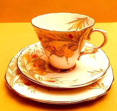 Buy Royal Stafford Art Deco Tea Trio Decorated With Crocus Flowers • 12£