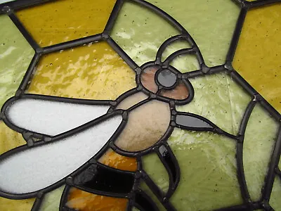 Buy Newly Crafted Traditional Stained Glass Window Panel HONEY BEES 443mm By 492mm • 685£