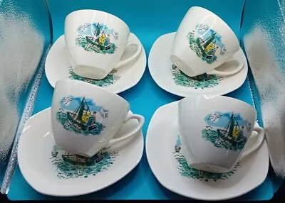 Buy Midwinter Fishing Boat By Charles Cobelle 4 Teacups Abd Saucers • 12£