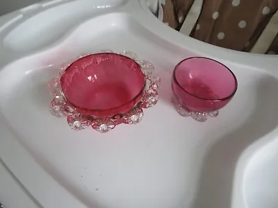 Buy 2 Small Pretty Cranberry Glass Bowls/ Dishes??? • 8£