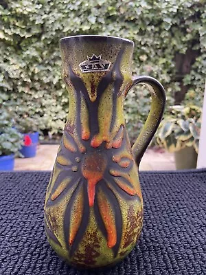 Buy Vintage West German Pottery BAY KERAMIK Handled  Green Vase 1960's • 34£