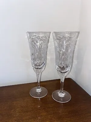 Buy 2 X Royal Brierley Fuchsia Crystal Champagne Flute Glasses • 40£