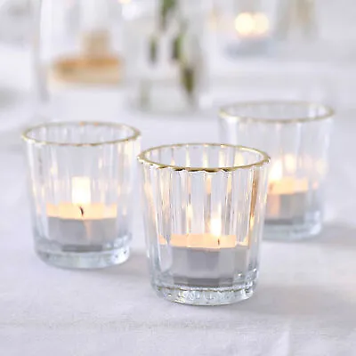 Buy Glass Tea Light Candle Holders With Gold Rim • 2.50£