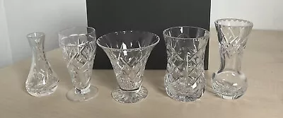 Buy Vintage Collection 5 Various Cut Glass Crystal Posy Vases • 10£