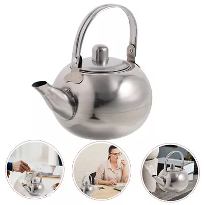 Buy Stainless Steel Loose Tea Teapot With Infuser & Warmer - 14cm Silver • 11.88£