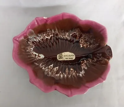 Buy Vintage Vallauris Mid Century Pink Brown Lava Glazed Leaf Shaped Bowl French • 19.99£